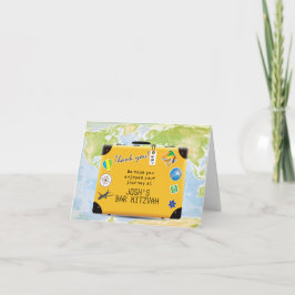 Suitcase World Travel Themed Bar Bat Mitzvah Dankeskarte