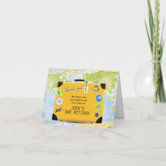 Suitcase World Travel Themed Bar Bat Mitzvah Dankeskarte