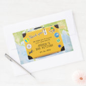 Suitcase World Travel Themed Bar Bat Mitzvah Rechteckiger Aufkleber (Umschlag)