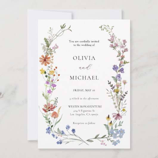 Suite, Wildblume Hochzeitsvorlage Einladung (Vorderseite)