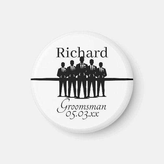 Suited Groomsman Silhouette Wedding Party Name Dat Magnet (Vorne)