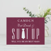 Suitup Werden Sie mein Bestman Einladung (Stehend Vorderseite)