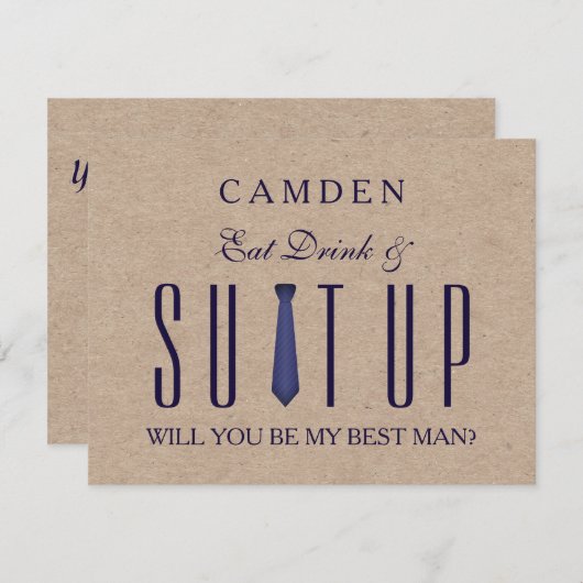 Suitup Werden Sie mein Bestman Glitzer Einladung (Vorne/Hinten)