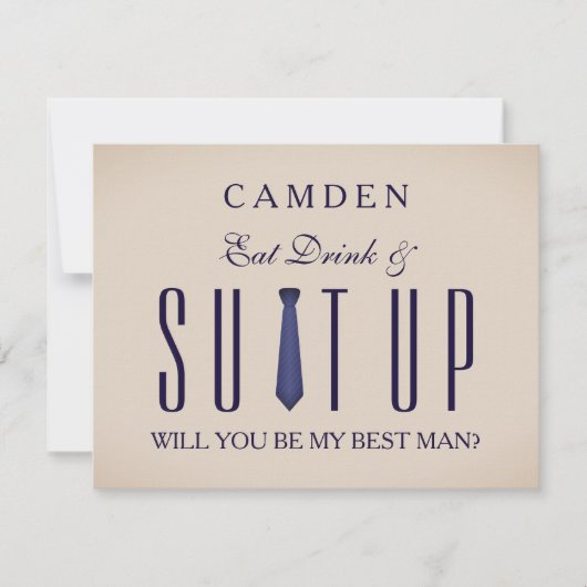 Suitup Werden Sie mein Bestman Glitzer Einladung (Vorderseite)