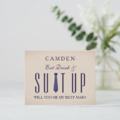 Suitup Werden Sie mein Bestman Glitzer Einladung (Stehend Vorderseite)