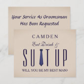 Suitup Werden Sie mein Bestman Glitzer Einladung (Vorne/Hinten)