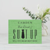 Suitup Werden Sie mein Bestman sein Einladung (Stehend Vorderseite)