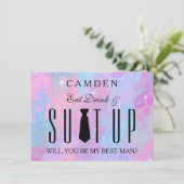 Suitup Werden Sie mein Bestman sein Einladung (Stehend Vorderseite)