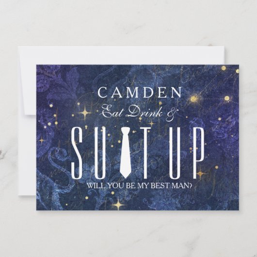 Suitup Werden Sie mein Bestman sein Einladung (Vorderseite)