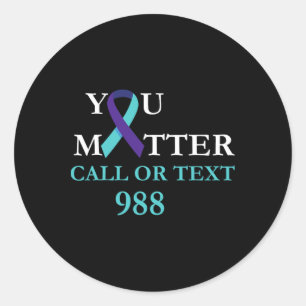 Suizid Awareness Prevention 988 Hotline Shirt - Y Runder Aufkleber