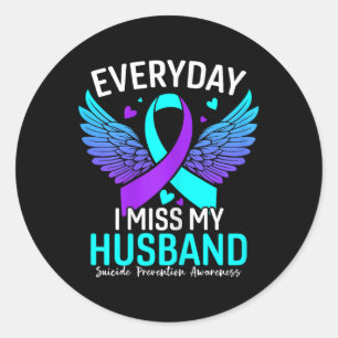 Suizid Awareness Shirt Husband Suicide Runder Aufkleber