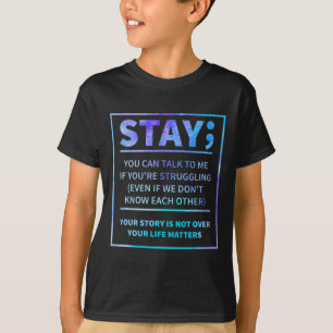 Suizid Bewusstseinsverhütung Semicolon Psychische T-Shirt