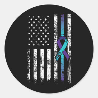 Suizid Depression American Flag Prevention Awaren Runder Aufkleber