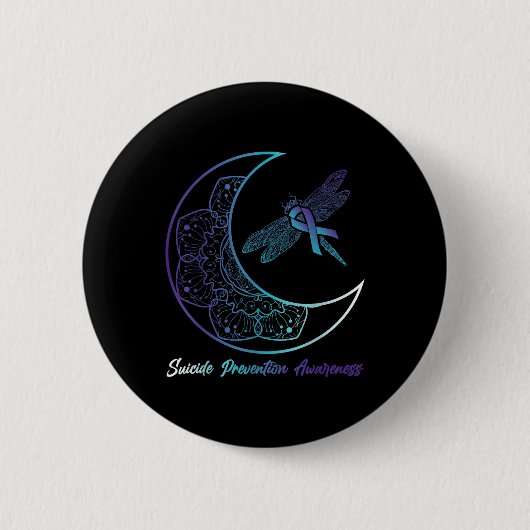 Suizid Depression Moon Dragonfly Prevention Aware Button (Vorderseite)