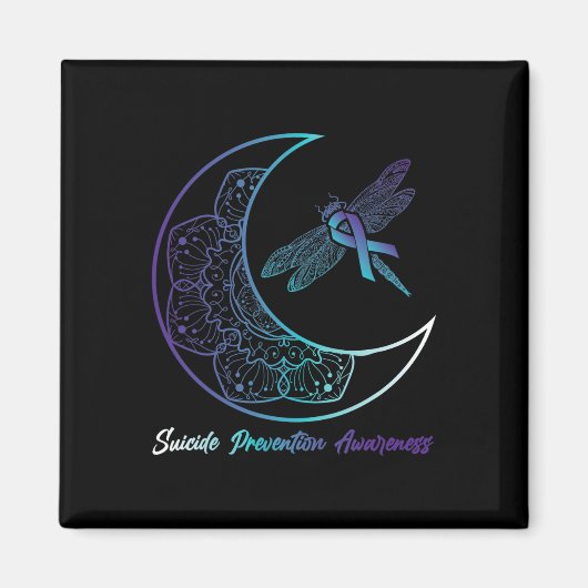 Suizid Depression Moon Dragonfly Prevention Aware Magnet (Vorne)