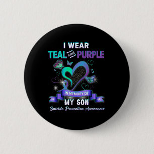 Suizid Prävention Awareness I Wear Teal Purple Fo Button