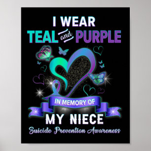 Suizid Prävention Awareness I Wear Teal Purple Fo Poster