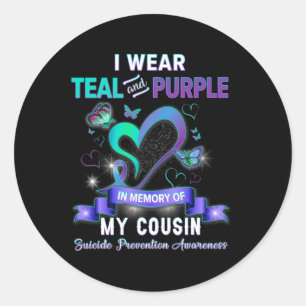 Suizid Prävention Awareness I Wear Teal Purple Fo Runder Aufkleber