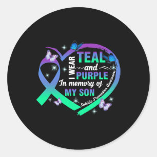 Suizid Prävention Awareness I Wear Teal Purple Fo Runder Aufkleber