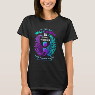 Suizid Prävention Awareness I Wear Teal Purple Fo T-Shirt