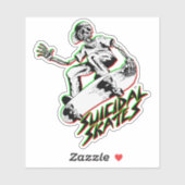 Suizidale Skate Red Green - 4" Kiss Cut Vinyl Aufkleber (Blatt)