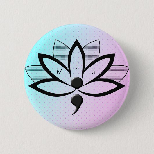 Suizidbewusstsein Blume Semicolon Initialen Button (Vorderseite)