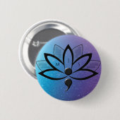 Suizidbewusstsein Blume Semicolon Initialen Button (Vorne & Hinten)