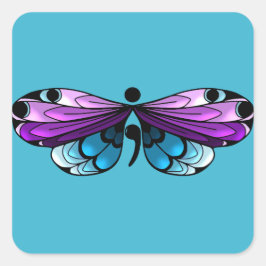 Suizidbewusstsein Butterfly Semi-colon-Aufkleber Quadratischer Aufkleber