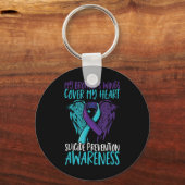 Suizidbewusstsein Flügel & Amp; Ribbon Suicide Schlüsselanhänger (Vorderseite)