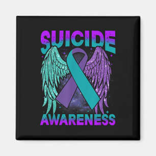 Suizidbewusstsein Kleidung Wings Ribbon Suizid Magnet