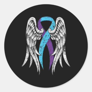 Suizidbewusstsein Kleidung Wings Ribbon Suizid Runder Aufkleber