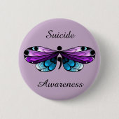 Suizidbewusstsein Schmetterling Semicolon Button (Vorderseite)