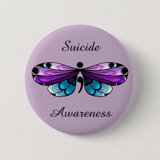 Suizidbewusstsein Schmetterling Semicolon Button (Vorderseite)