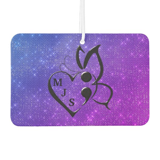 Suizidbewusstsein Schmetterling Semicolon Herz Autolufterfrischer (Vorderseite)