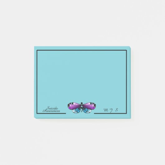 Suizidbewusstsein Schmetterling Semicolon Note Pad Post-it Klebezettel (Vorderseite)
