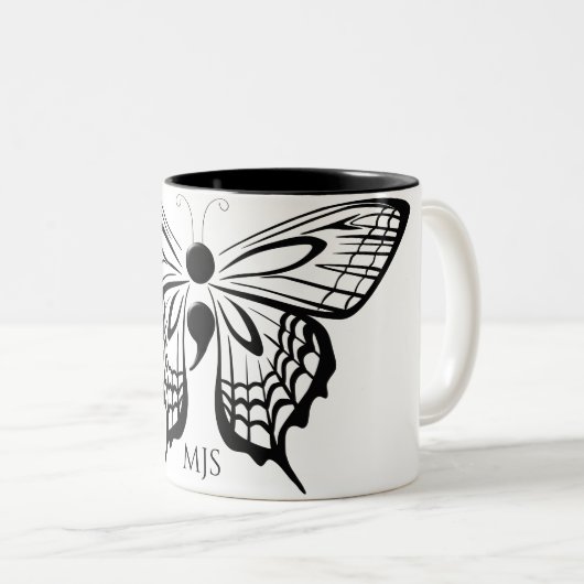 Suizidbewusstsein Schmetterling Semicolon Zweifarbige Tasse (VorderseiteRechts)