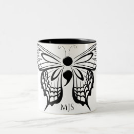 Suizidbewusstsein Schmetterling Semicolon Zweifarbige Tasse