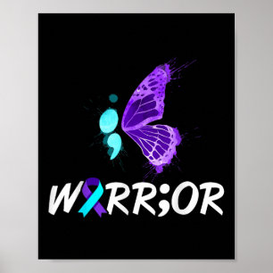 Suizidbewusstsein Shirt Semicolon Butterfly Suicid Poster