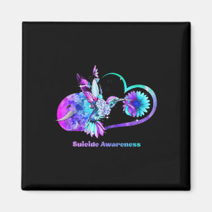 Suizidbewusstsein Shirt Sonnenblumen Herz Lila Magnet