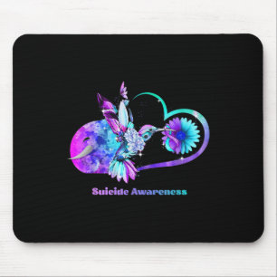 Suizidbewusstsein Shirt Sonnenblumen Herz Lila Mousepad