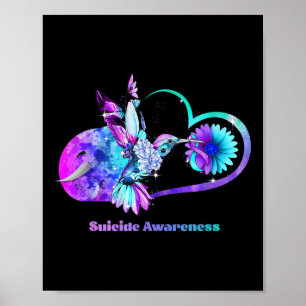 Suizidbewusstsein Shirt Sonnenblumen Herz Lila Poster