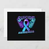 Suizidgedanken und Selbstmordprävention durch die  Ankündigungspostkarte (Vorne/Hinten)