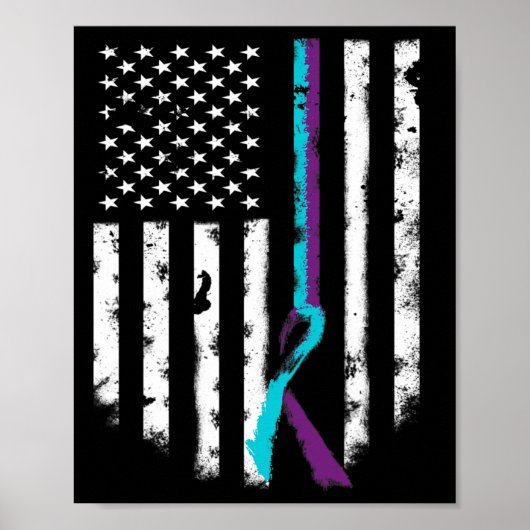 Suizidprävention American Flag Awareness Ribbon Poster (Vorne)