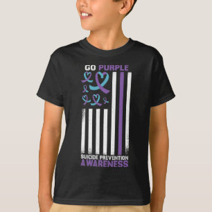 Suizidprävention Amerikanische Flagge Suizidbewuss T-Shirt