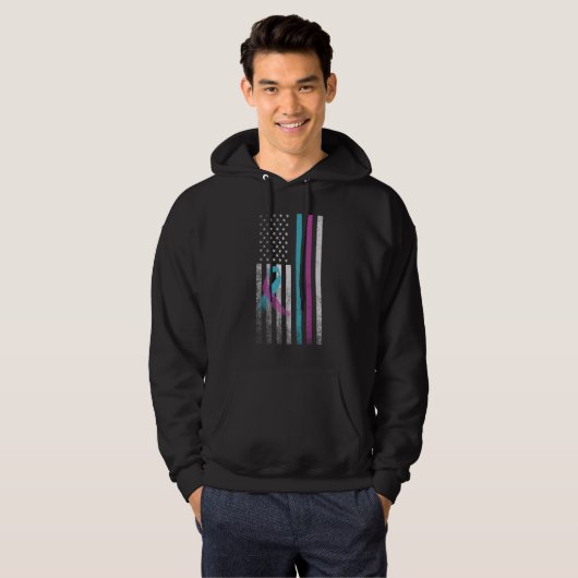 Suizidprävention Awareness Ribbon American Hoodie (Vorne ganz)