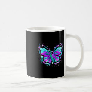 Suizidprävention Bewusstsein Aquamarines Lila Band Kaffeetasse
