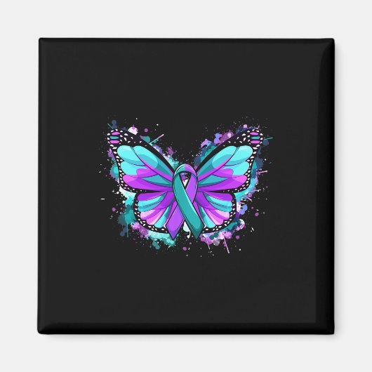 Suizidprävention Bewusstsein Aquamarines Lila Band Magnet (Vorne)