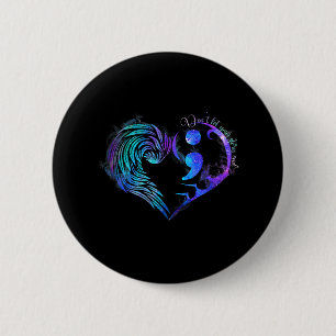 Suizidprävention Bewusstsein Aquamarines Lila Herz Button