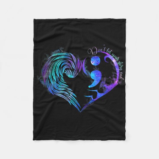 Suizidprävention Bewusstsein Aquamarines Lila Herz Fleecedecke (Vorderseite)