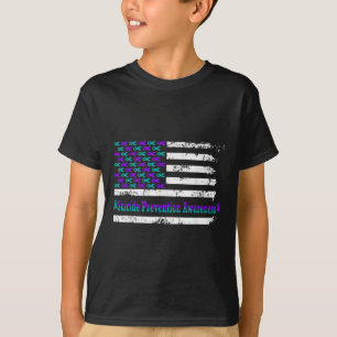 Suizidprävention Bewusstsein der USA Flagge Amerik T-Shirt